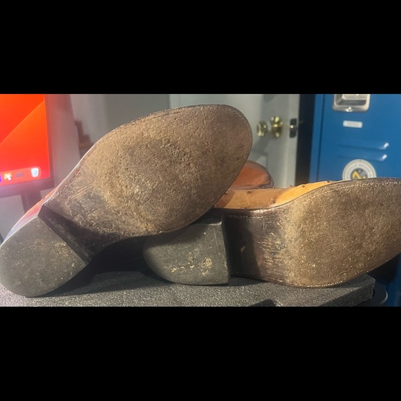 Lucchese Saddle Tan Ostrich Pin Pumps Womens Size 8* pre-owned Vintage. - Picture 13 of 14